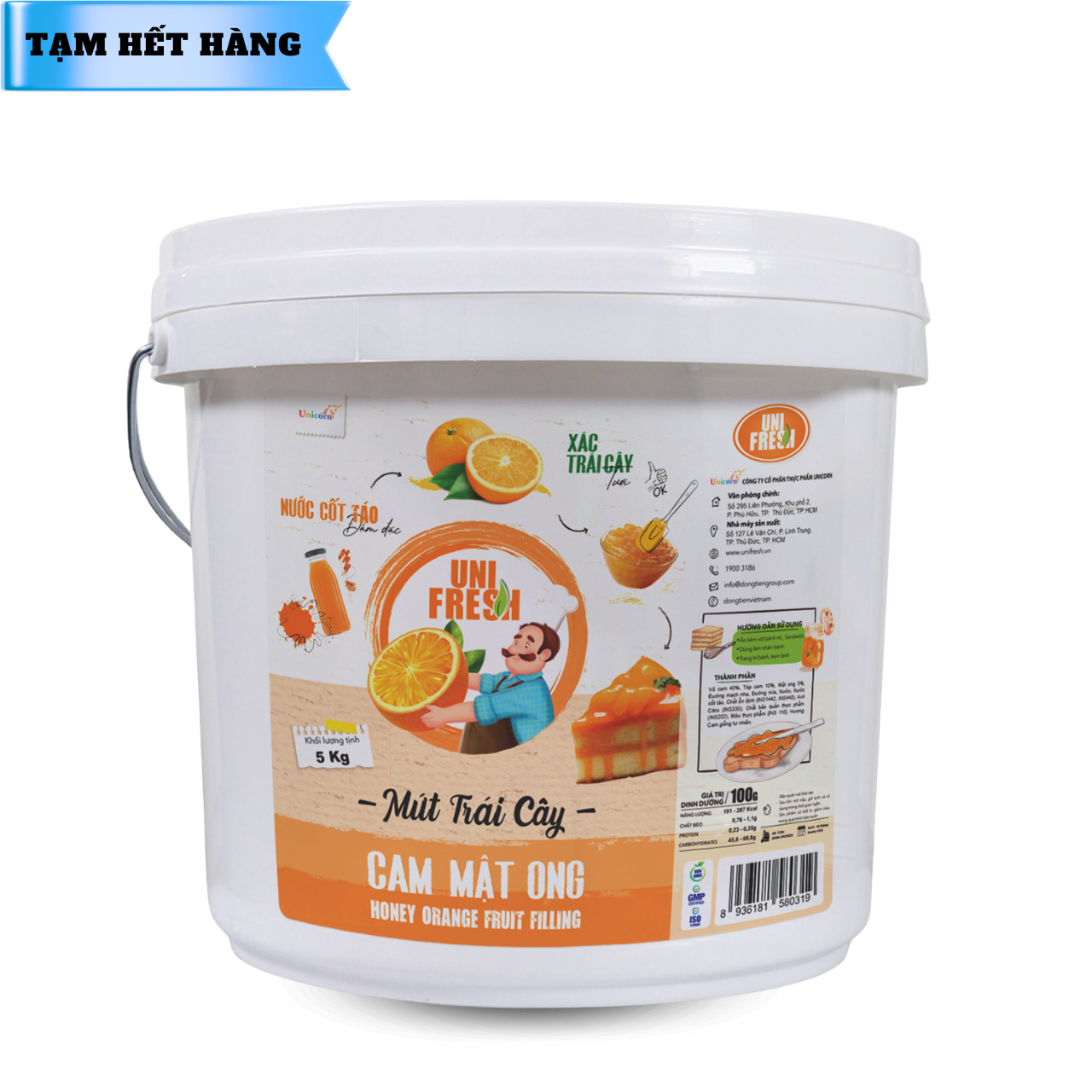 Mứt Trái Cây Unifresh Cam Mật Ong 5kg 